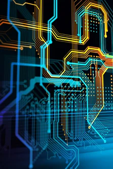 Stylised printed circuit boards – the cover for the Defensive Diligence with Cyber Risk Quantification report