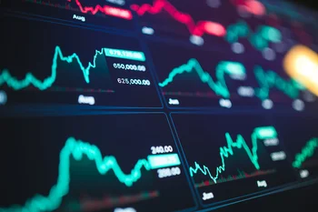 3D rendering of computerised charts showing digital technology, cloud computing and smart AI