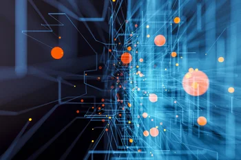 Glowing abstract lines and spheres
