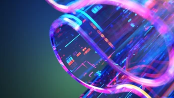 Digital wave background and program code, representing LLM and agentic AI technology